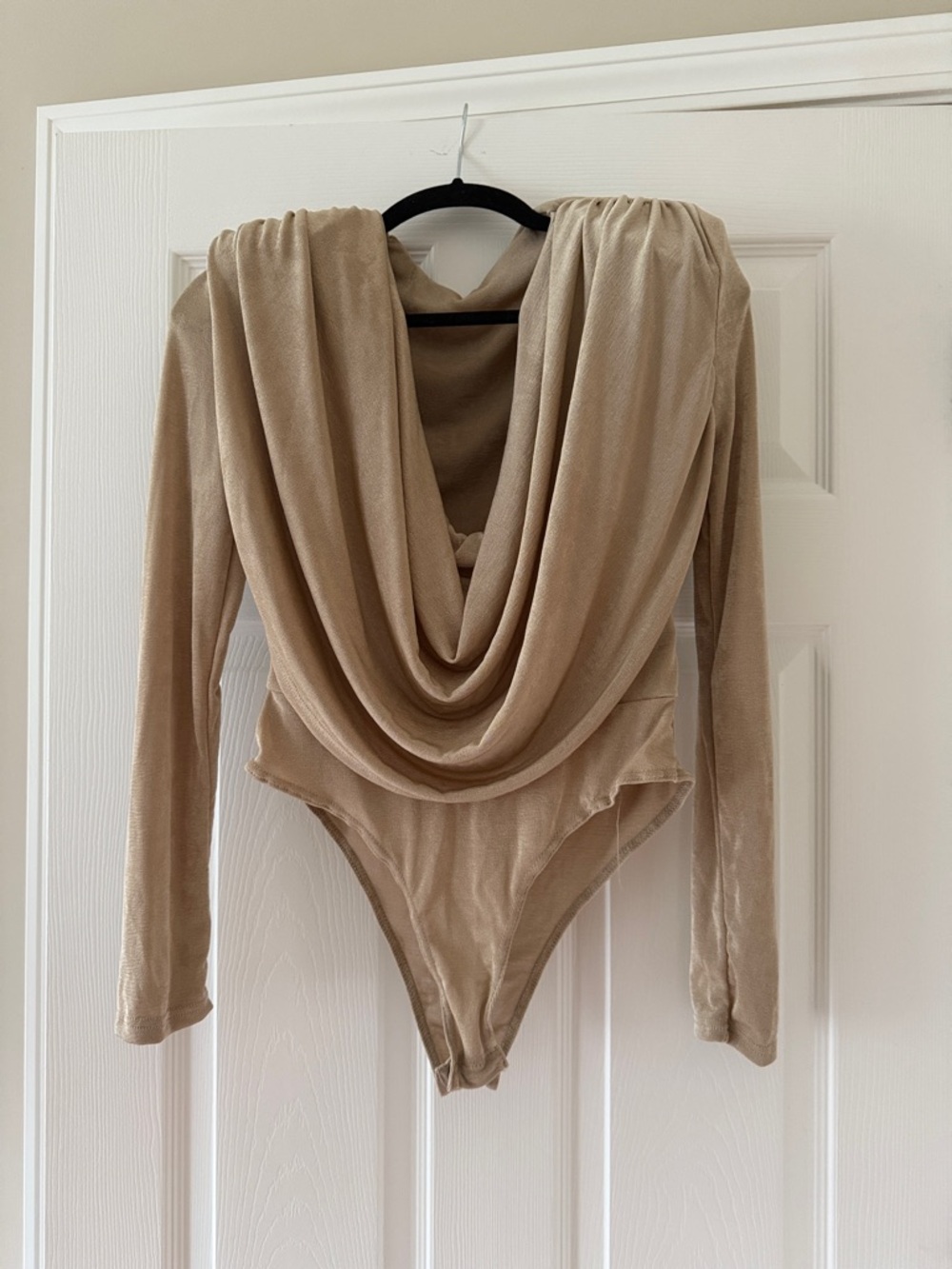 Beige Draped Long Sleeve Bodysuit ** Bundle 5+ items and name your offer!!! 💖💞